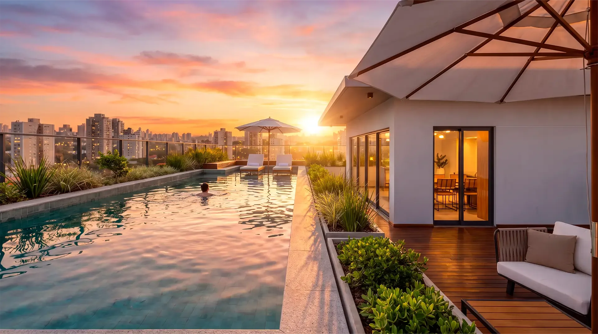 Laureles 5620 - Vista atardecer desde la piscina