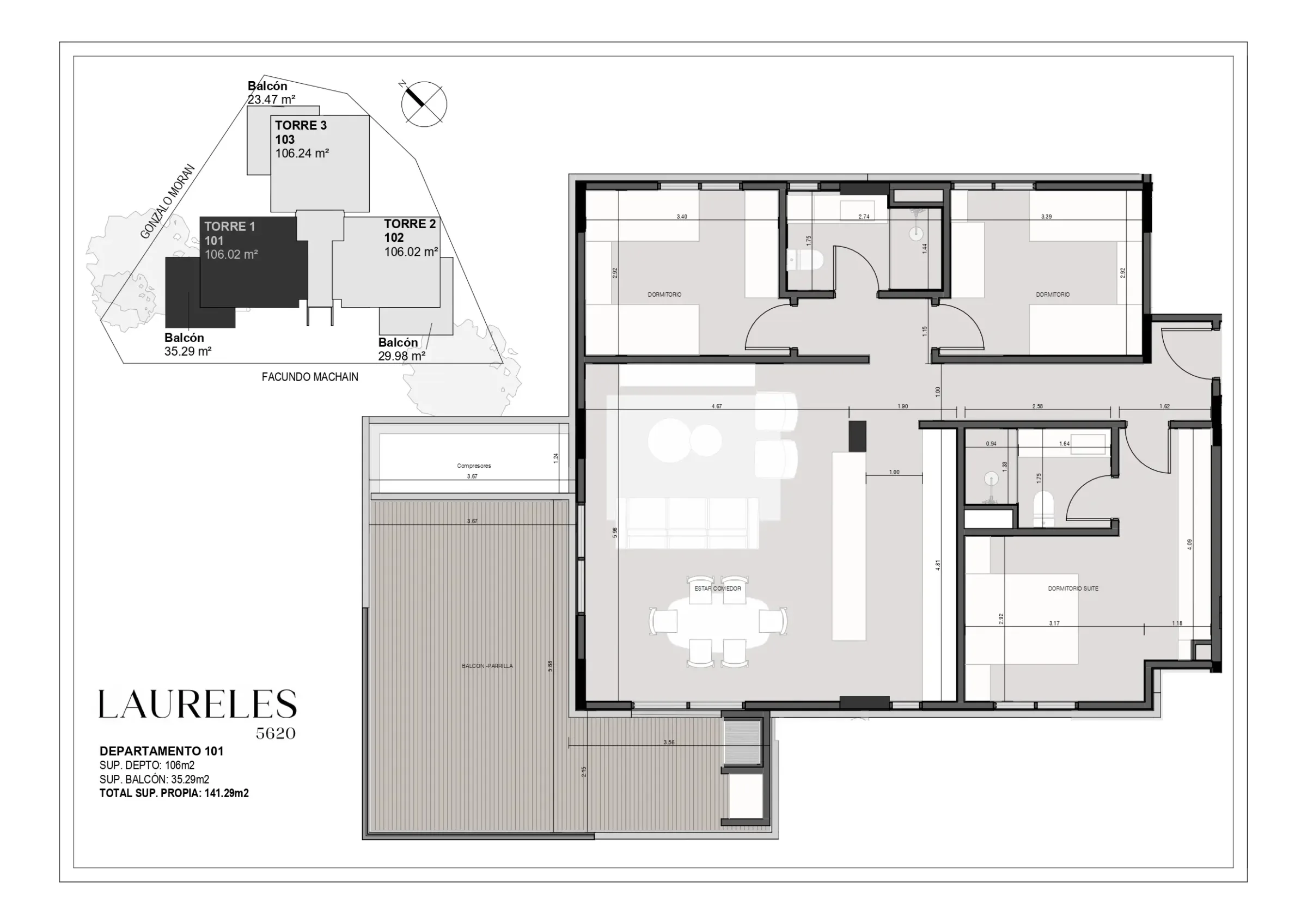 Laureles 5620 - Dpto 101 - Nivel 1 - Torre 1