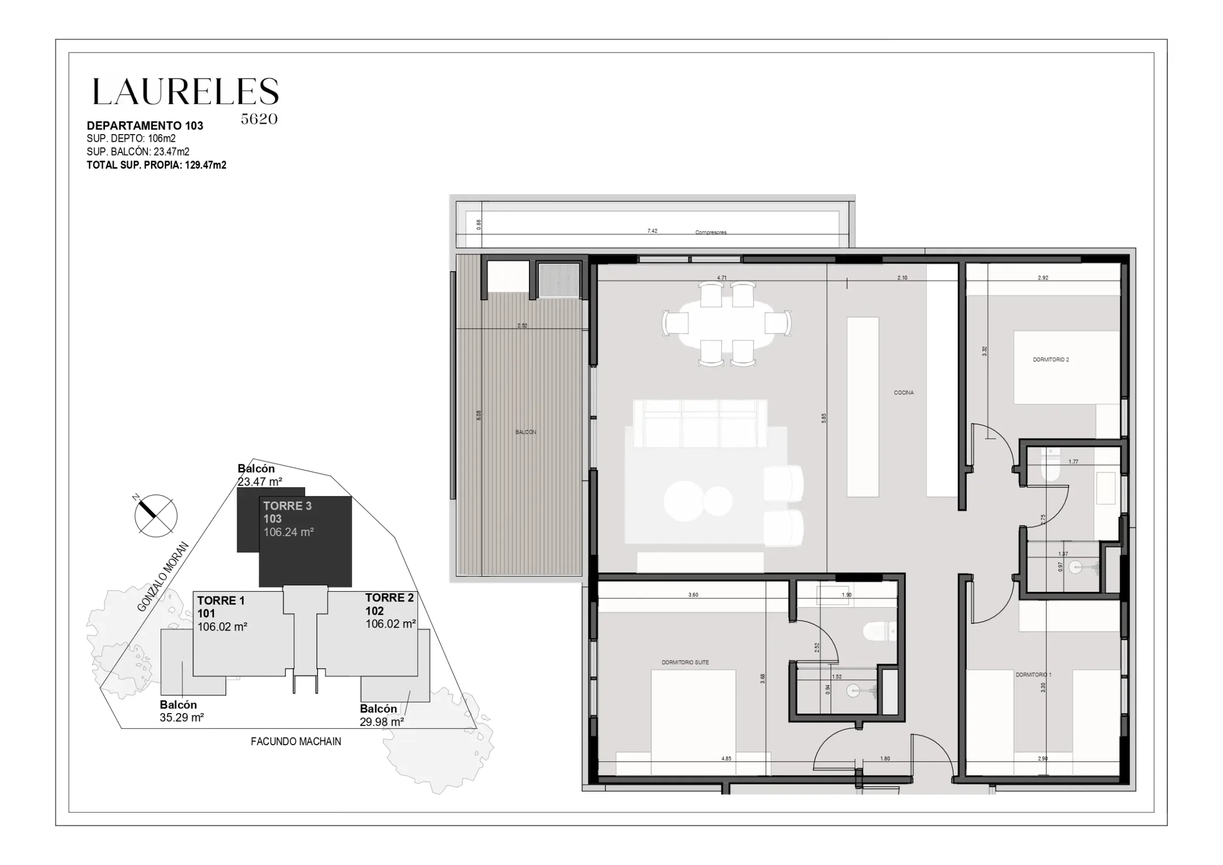 Laureles 5620 - Dpto 103 - Nivel 1 - Torre 3