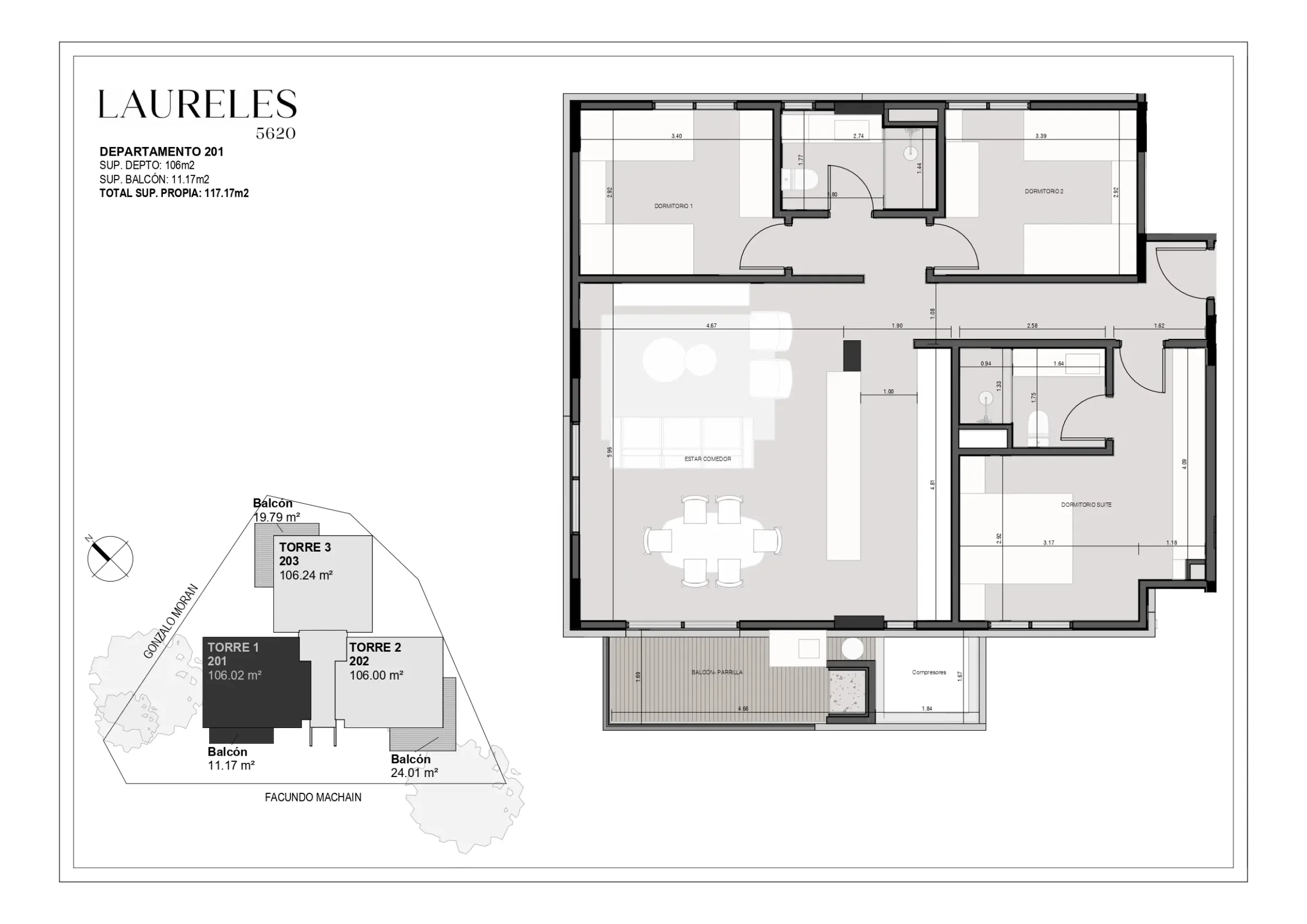 Laureles 5620 - Dpto 201 - Nivel 2 - Torre 1