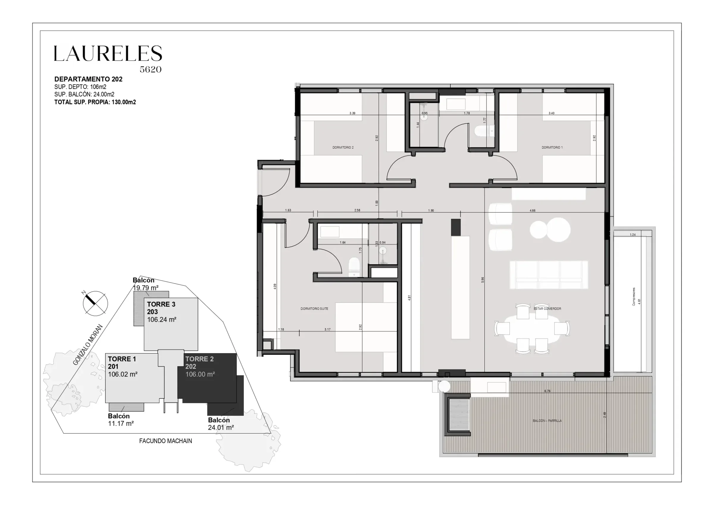Laureles 5620 - Dpto 202 - Nivel 2 - Torre 2