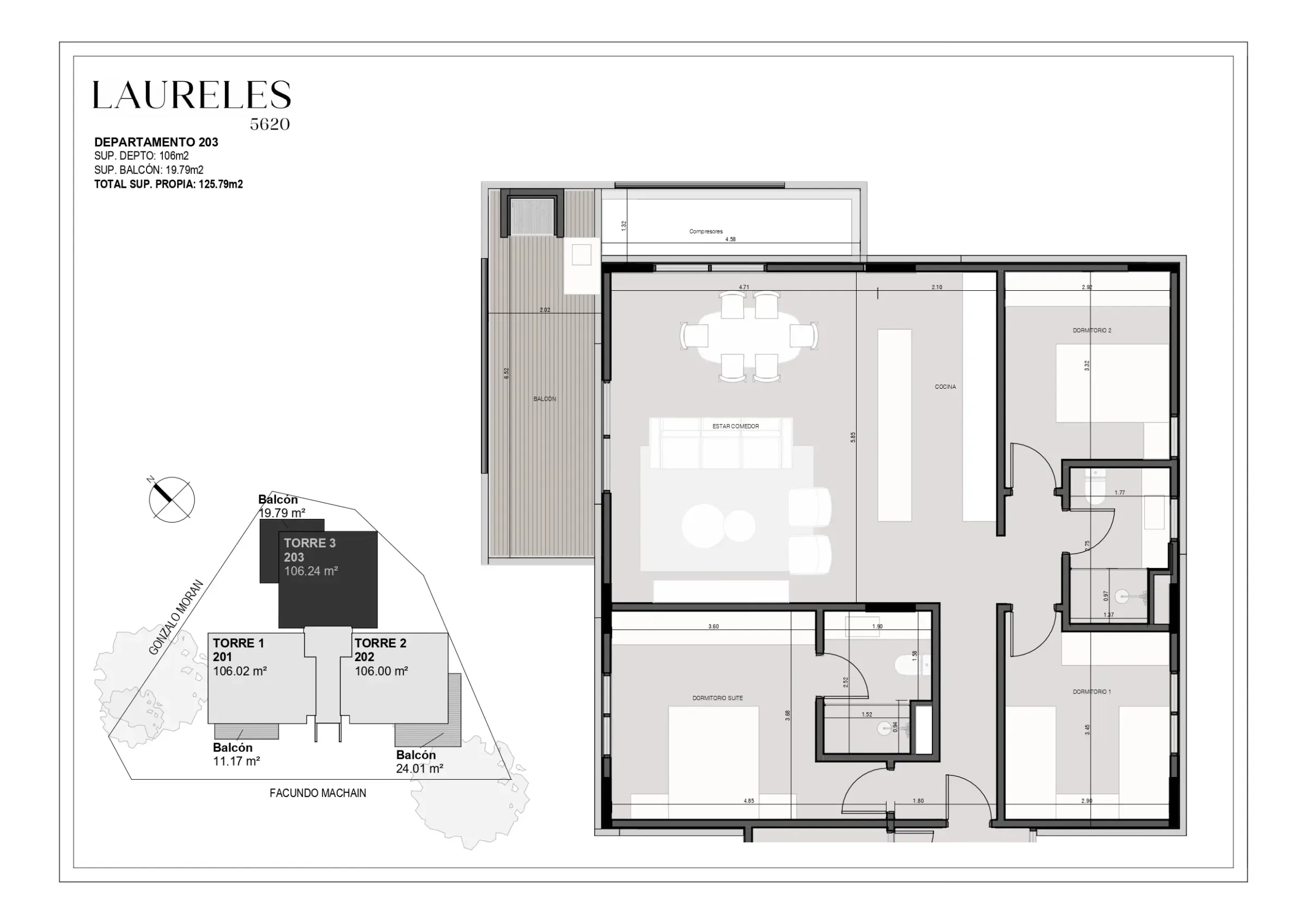 Laureles 5620 - Dpto 203 - Nivel 2 - Torre 3