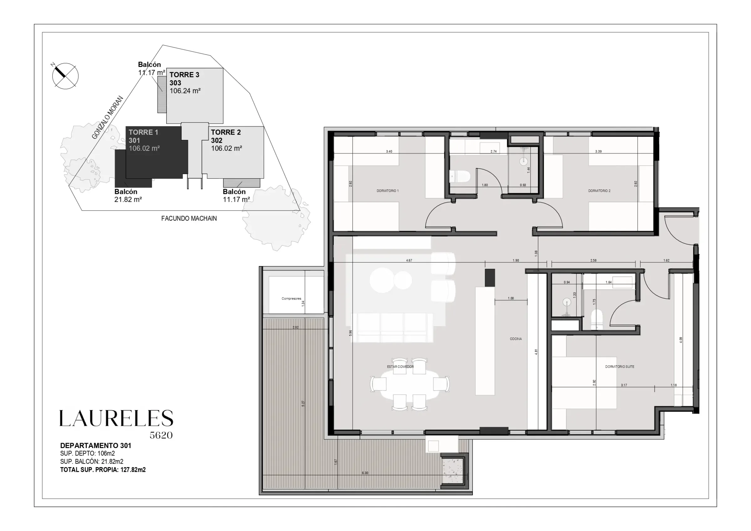 Laureles 5620 - Dpto 301 - Nivel 3 - Torre 1
