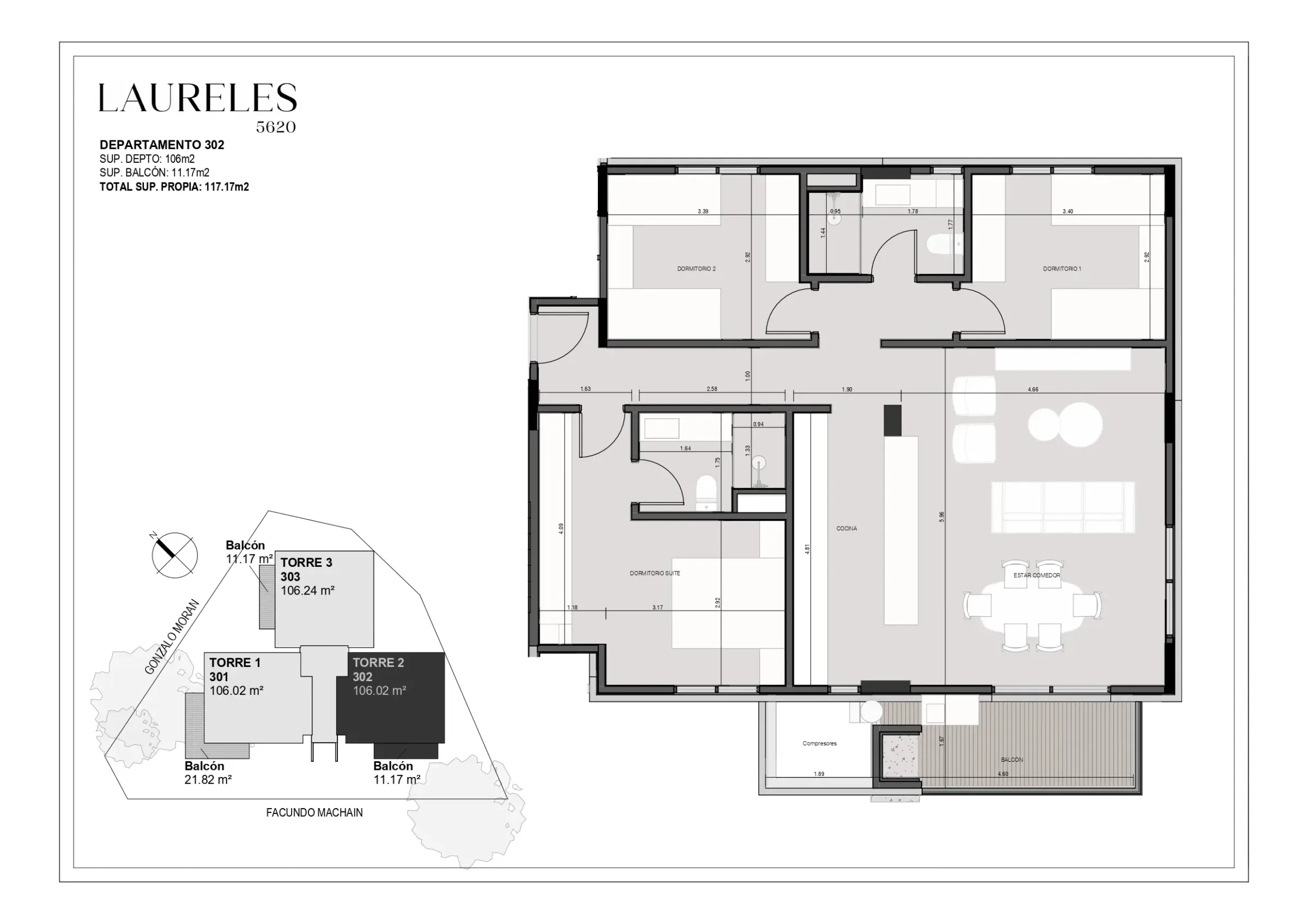Laureles 5620 - Dpto 302 - Nivel 3 - Torre 2