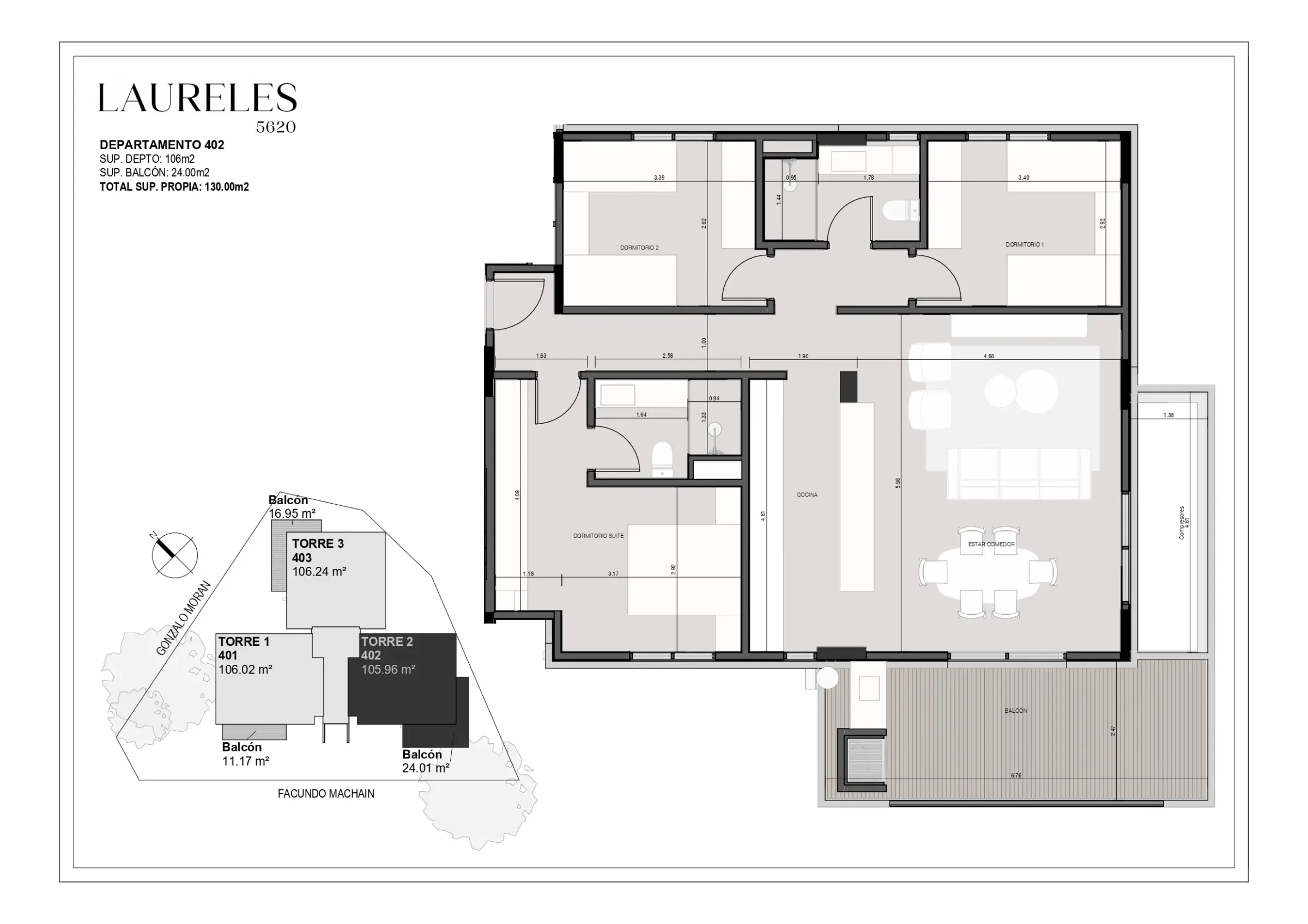 Laureles 5620 - Dpto 402 - Nivel 4 - Torre 2