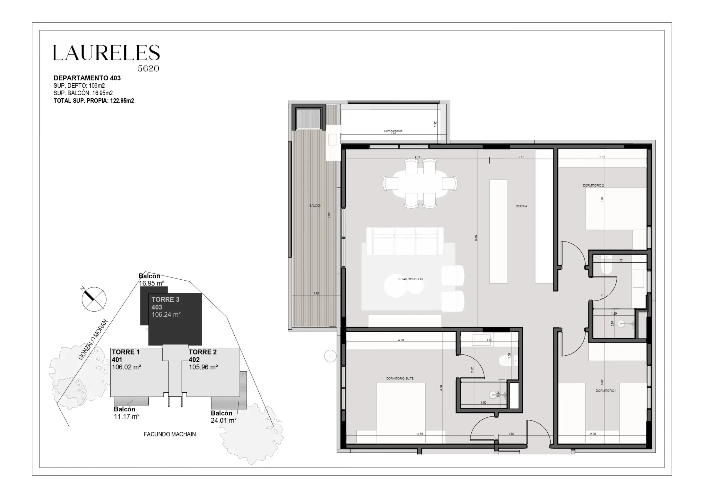 Laureles 5620 - Dpto 403 - Nivel 4 - Torre 3