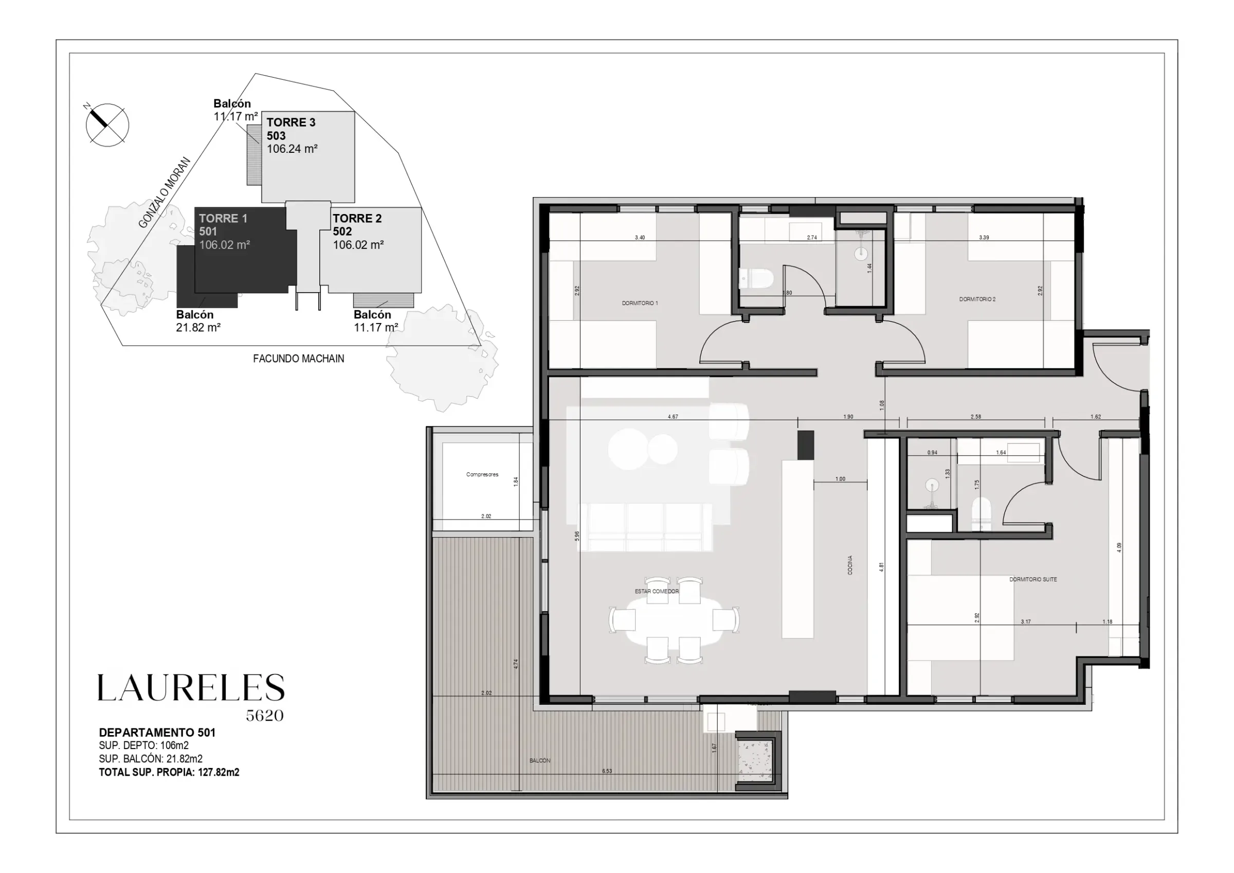 Laureles 5620 - Dpto 501 - Nivel 6 - Torre 1