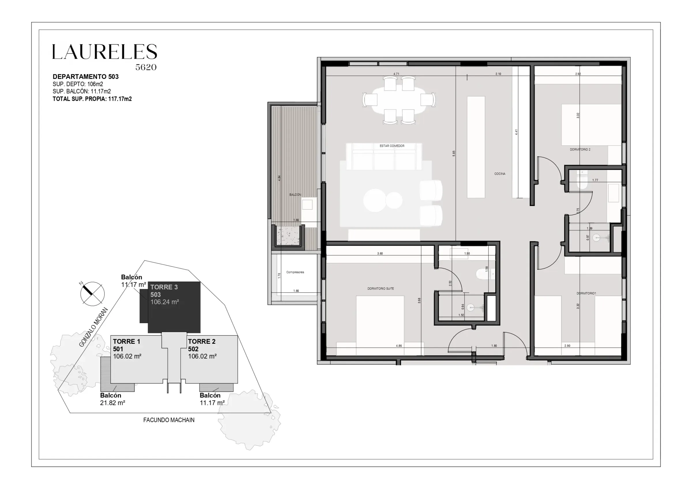 Laureles 5620 - Dpto 503 - Nivel 5 - Torre 3
